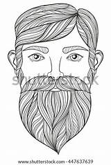 Beard Coloring Man Zentangle Mustache Template Sketch Adult sketch template