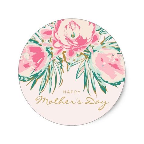 Happy Mother S Day Floral Classic Round Sticker Zazzle Happy