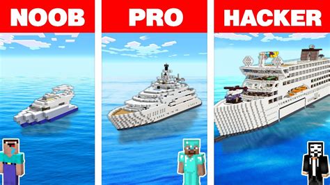 Minecraft Noob Vs Pro Vs Hacker Luxury Yacht Boat House Build