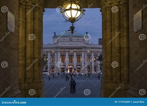 Long Shot Of Burgtheater In Vienna From Rathaus Editorial Stock Image