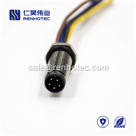 Connector M8 5 Pin B Code Male Straight Waterproof Shiled Front