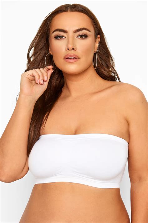 Plus Size White Seamless Padded Non Wired Bandeau Bra Yours Clothing