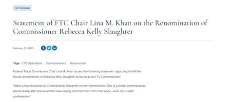 Federal Trade Commission On Linkedin Ftc Chair Lina M Khan Issued The