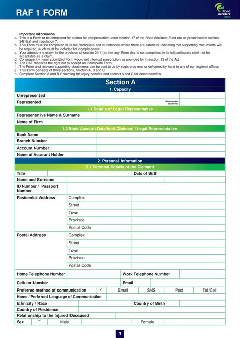 Raf 1 Form July 2022 Raf 1 Form Important Information A This Is A