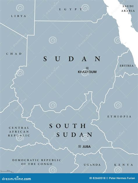 Sudan Und S D Politische Karte Sudans Vektor Abbildung Illustration