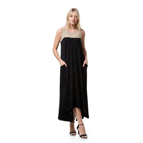 Oversized Black Dress With Raffia Detail Womans Clothes Dresses