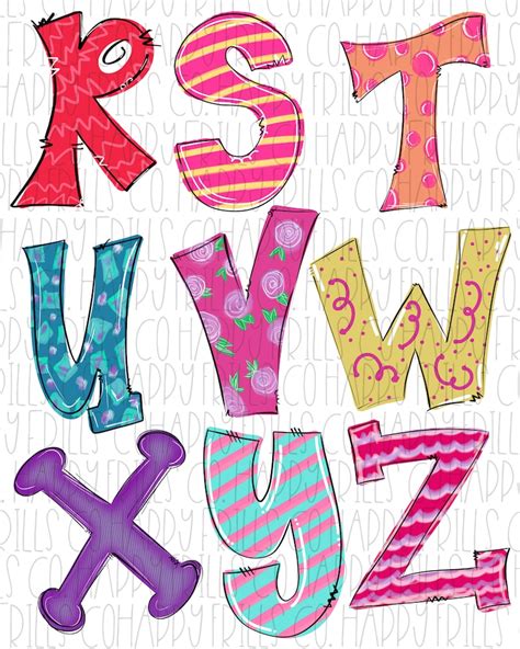 Whimsical Doodle Alphabet Alpha Pack Including Extras For Etsy