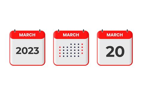 March 20 Calendar Design Icon 2023 Calendar Schedule Appointment