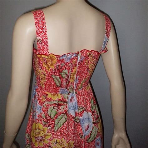 Vintage 70s Maxi Dress Smocked Bodice Floral Print Sundress S Etsy