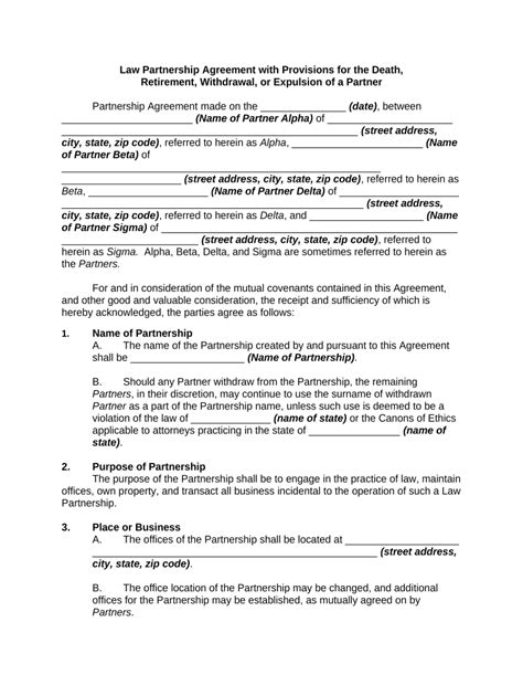 Law Partnership Agreement Form Fill Out And Sign Printable Pdf Template Signnow