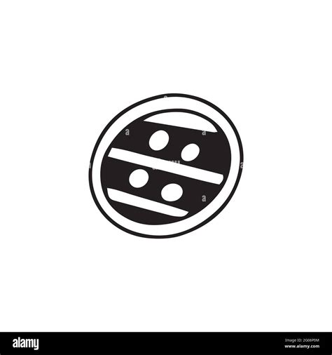 round small button black and white vector illustration in doodle style isolated single sewing