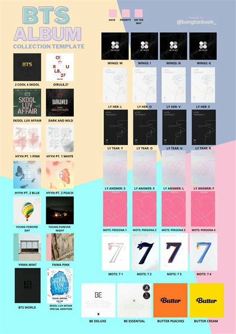 Bts Album Collection Template Bts Wings Album Bts Album List Bts Wings