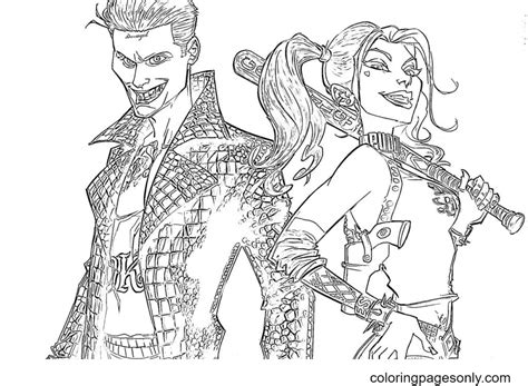 Harley Quinn With Joker Coloring Page Printable Images And Photos Finder