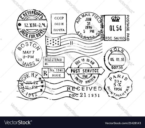 Postage Stamps Collection Vector Image On Vectorstock In 2020 Vintage