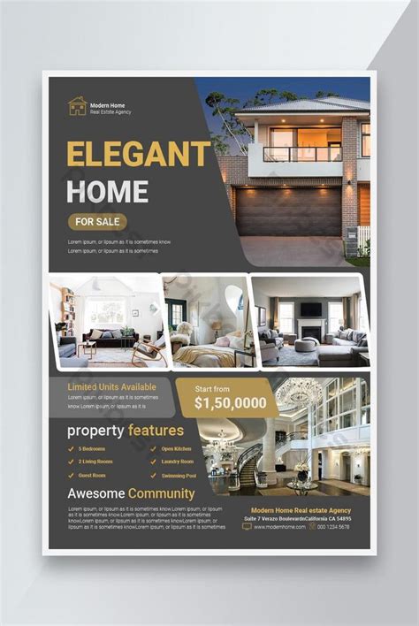 Real Estate Flyer And Poster Templateclassy Elegant Modern Real Estate