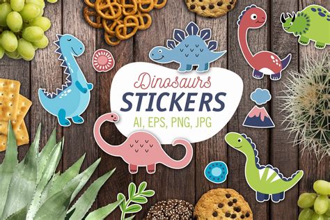 Dinosaurs Stickers 1385432 Illustrations Design Bundles In 2021