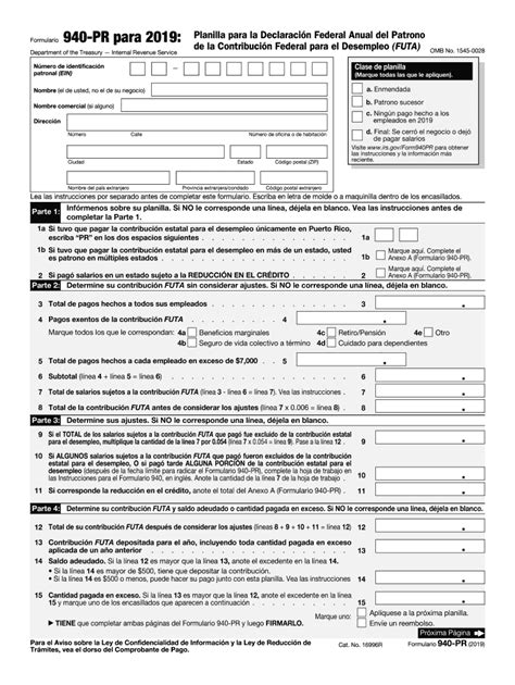 Irs 940 Pr 2019 Fill And Sign Printable Template Online Us Legal Forms