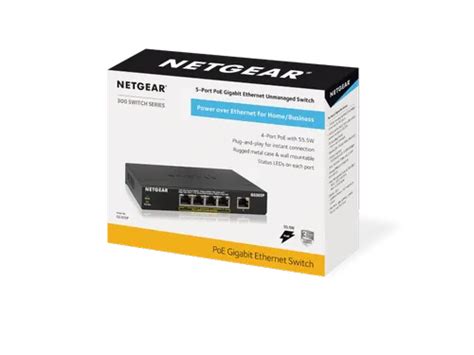 Netgear Gs305p 5 Port Gigabit Ethernet Soho Unmanaged Switch With 4