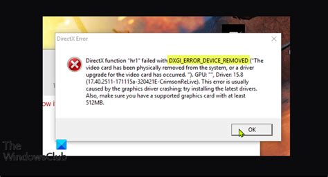 Fix Dxgi Error Device Removed On Windows Pc