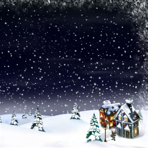 Christmas Snow Moon House Fur Trees Ipad Wallpapers Free Download
