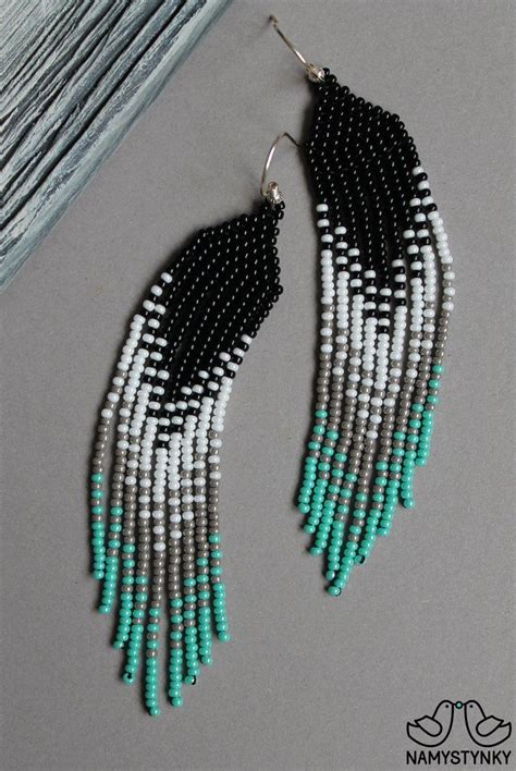 Turquoise Beaded Earrings Seed Bead Earrings Long Earrings Etsy Artofit
