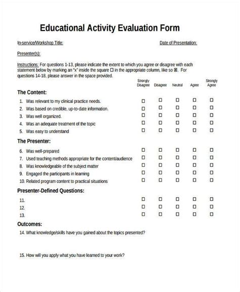 Free 56 Evaluation Forms In Pdf Ms Word Excel