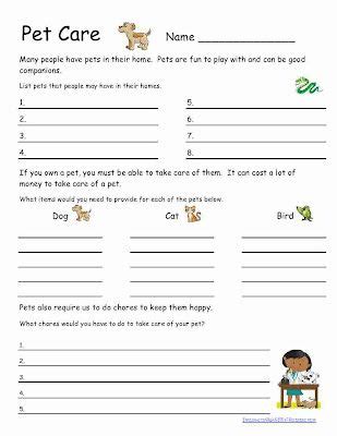 Veterinary care for your new puppy. Life Skills - Pet Care Worksheet | For the Classroom ...