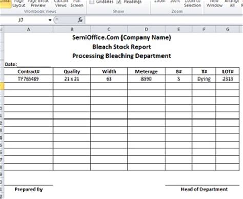 stock report template  excel format