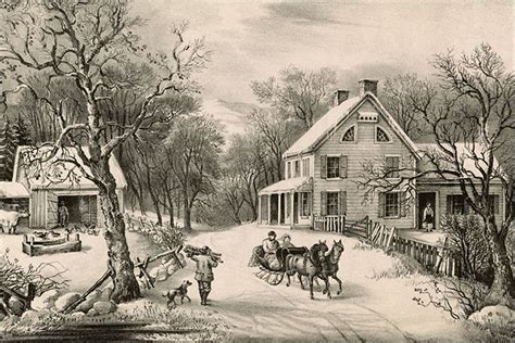 Currier And Ives American Homestead Winter Photo Print For