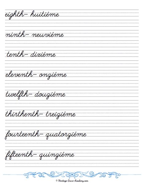 French Handwriting Copywork Traditional Cursive Heritage Grove