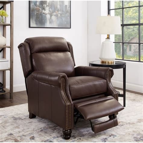 Shop Ray Brown Wingback Premium Top Grain Leather Recliner Chair