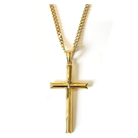 Buy Adorato Jewelry K Gold Chain Small Bevel Cross Pendant Necklace Mm Cuban Necklace Clasp