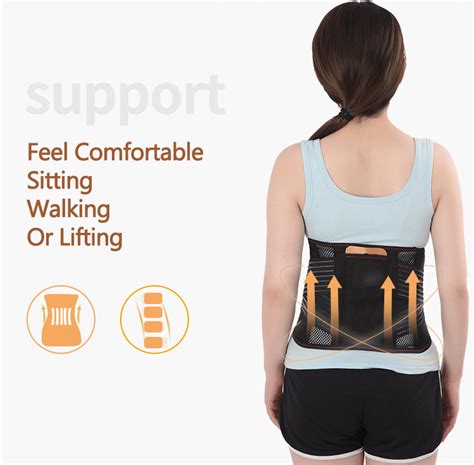 Aolikes Adjustable Lumbar Compression Support Breathable Widened Steel