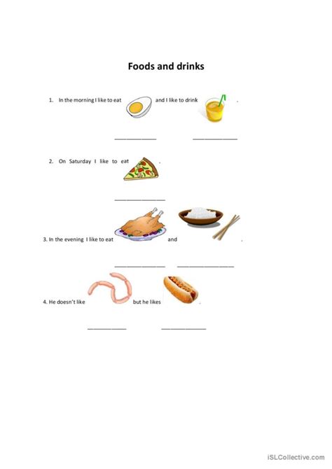 Foods And Drinks Picture Description English Esl Worksheets Pdf And Doc