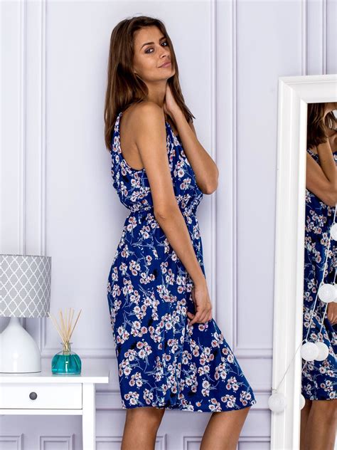 sukienka letnia w drobne kwiatki niebieska sukienka one size sklep ebutik pl