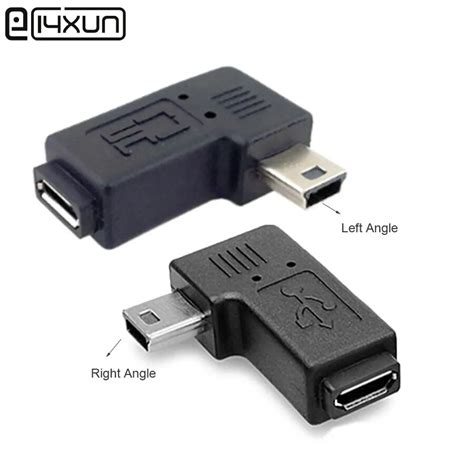 Pcs Mini USB Male To Micro USB Female Pin Adapter Degrees Male Plug Connector L Shape Right