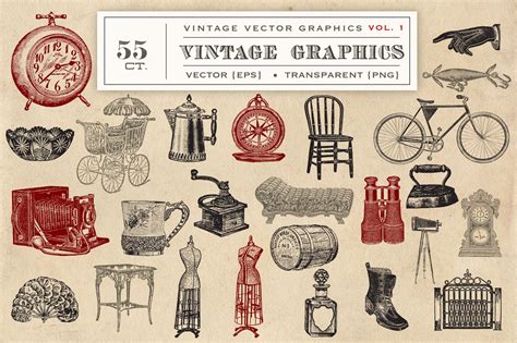 55 Vintage Vector Graphics 12396 Illustrations Design Bundles