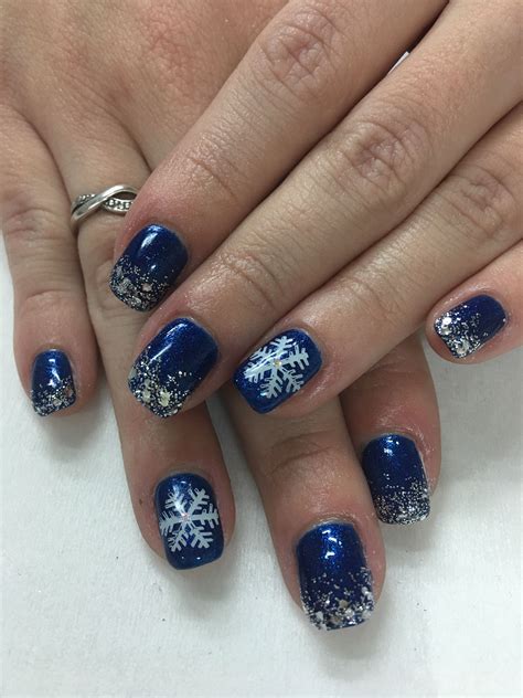 Royal Blue Snowflake Winter Gel Nails Gel Nail Designs Nails Nails