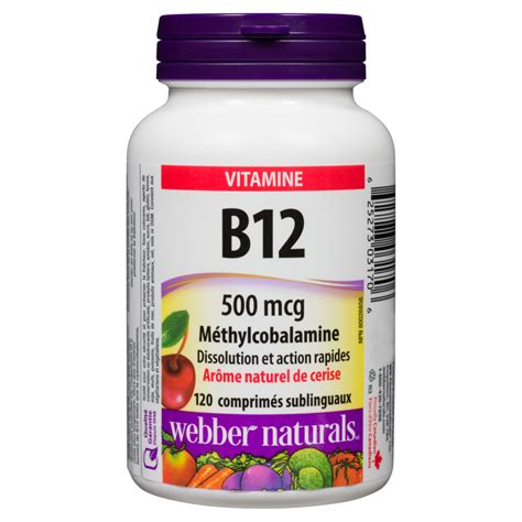 Webber Naturals Vitamin B12 Methylcobalamin Natural Cherry Flavour 500