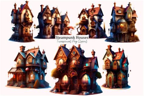 Steampunk Houses Clipart Fantasy Graphic By Printsvg · Creative Fabrica