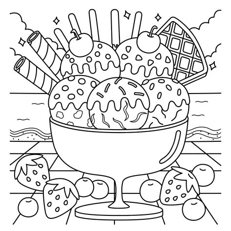 Premium Vector A Cute And Funny Coloring Page Of An Ice Cream On The