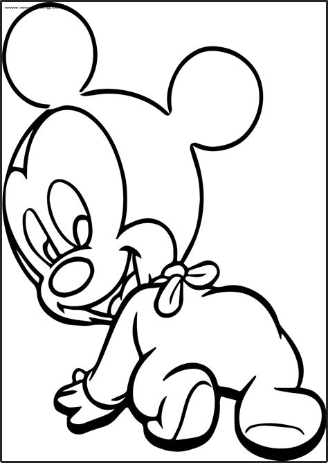 Baby Mickey Hello Free A4 Printable Coloring Page