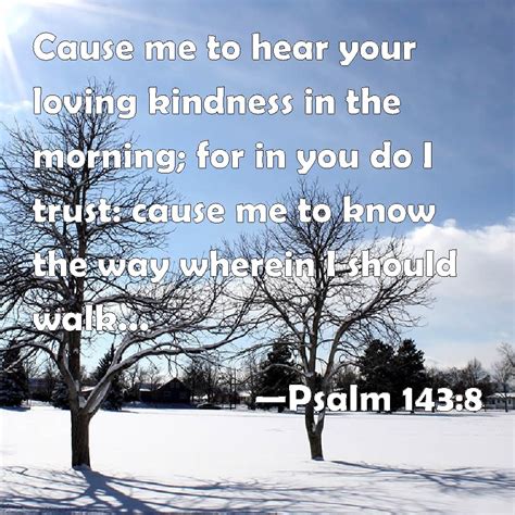 Psalm 1438 Cause Me To Hear Your Loving Kindness In The Morning For