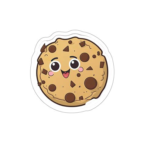 Cookie Sticker Kawaii Style Cartoon Chocolate Chip Cookie Sticker Etsy