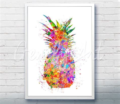 Pineapple Watercolor Print Kitchen Prints Pineapple Prints Etsy