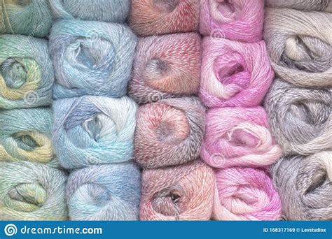 Background Texture Of Woolen Multi Colored Yarn Beautiful Thread