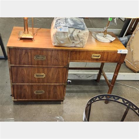 Vintage Campaigner Hardwood Desk Lightning Auctions Inc