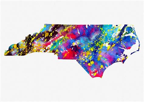 Map Of North Carolina Colorful By Erzebet S North Carolina Map
