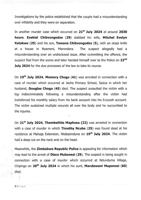 NewsdzeZimbabwe: MAN KILLS WIFE, HANGS SELF AS MURDER CASES ALARM COPS