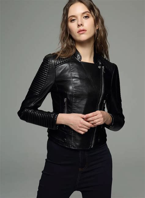 Biker Moto PU Leather Jacket For Women - STYLESIMO.com